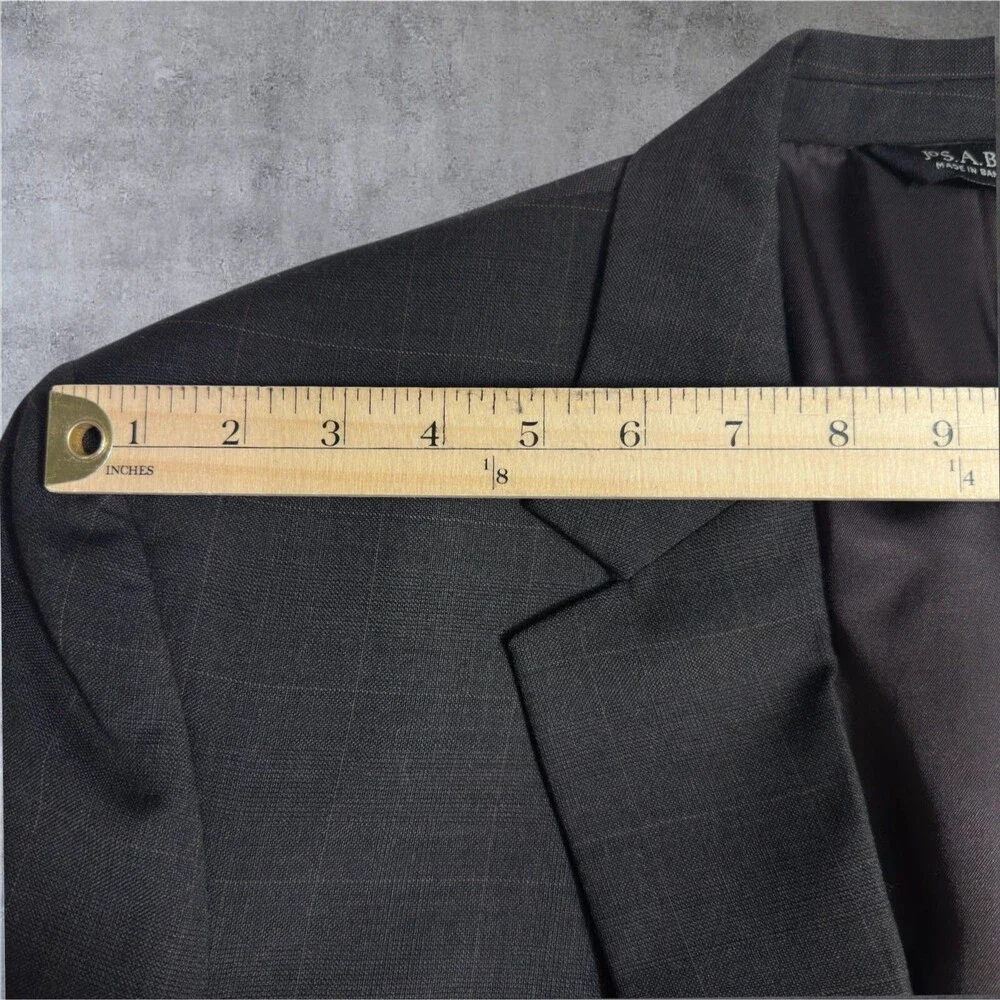 JOS A BANK Men’s Blazer 44L Sport Coat Two‑Button Suit Jacket Brown Plaid Wool